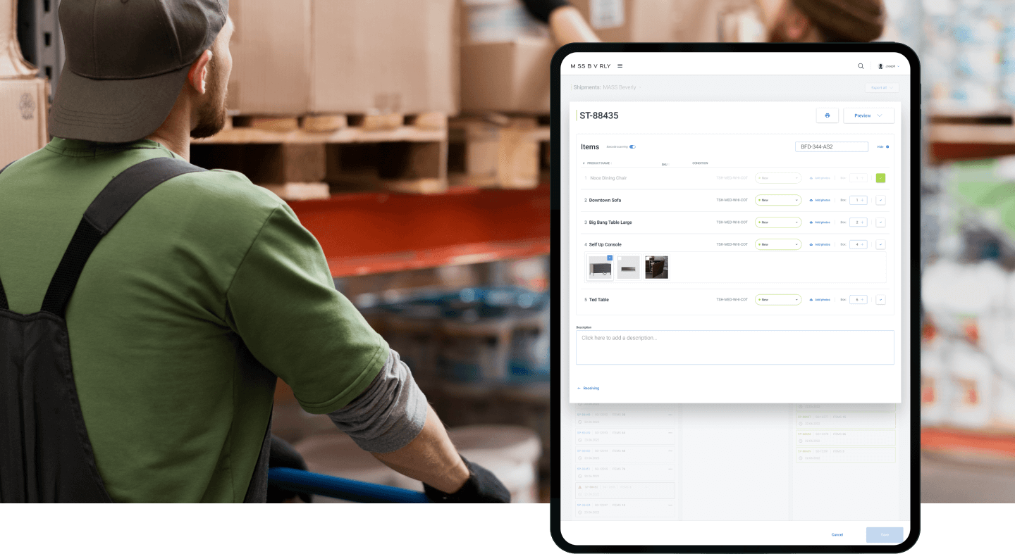 The man in the warehouse. Application view.